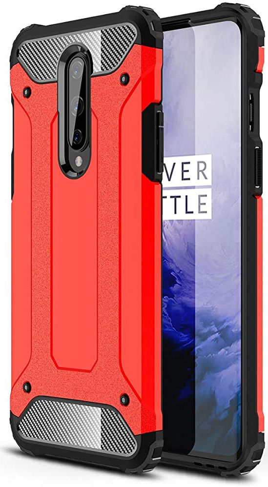 OnePlus 8 Hoesje Shock Proof Hybride Back Cover Rood afbeelding 1