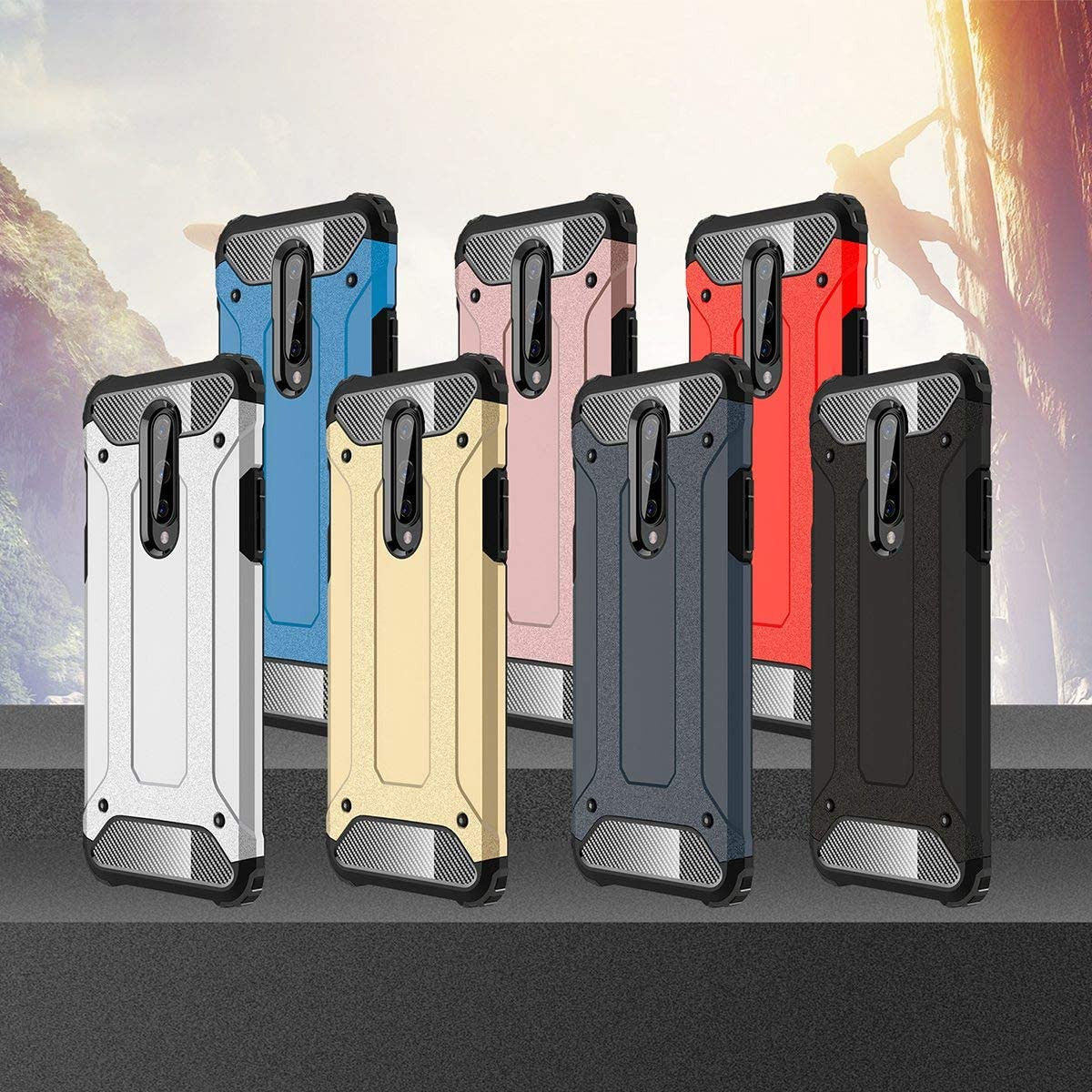 OnePlus 8 Hoesje Shock Proof Hybride Back Cover Rood afbeelding 8