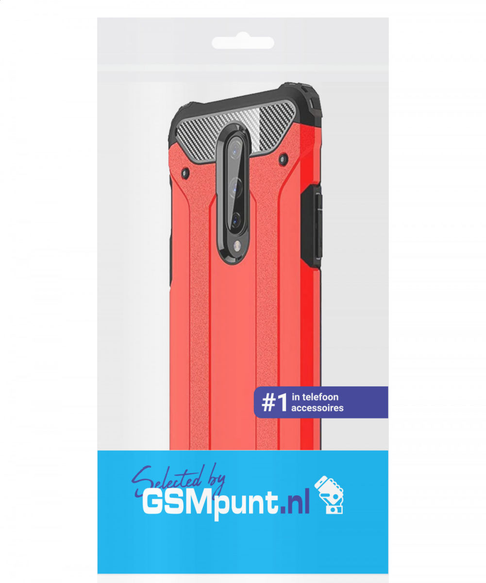 OnePlus 8 Hoesje Shock Proof Hybride Back Cover Rood afbeelding 2