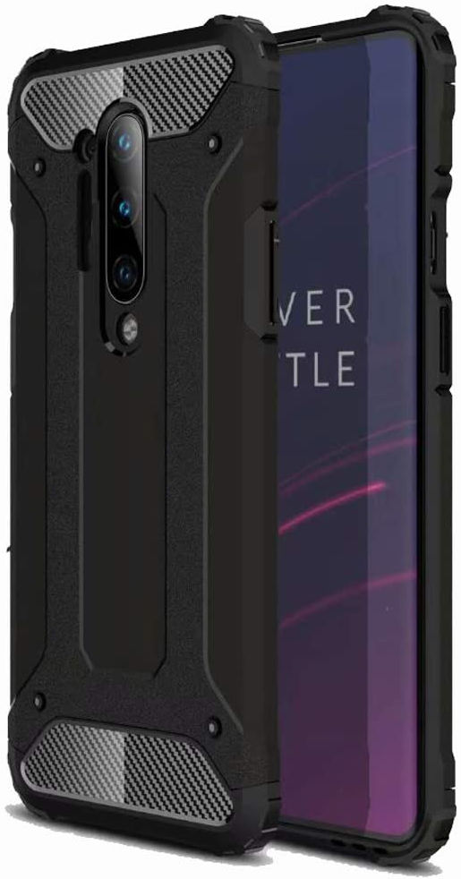 OnePlus 8 Pro Hoesje Shock Proof Hybride Back Cover Zwart afbeelding 1