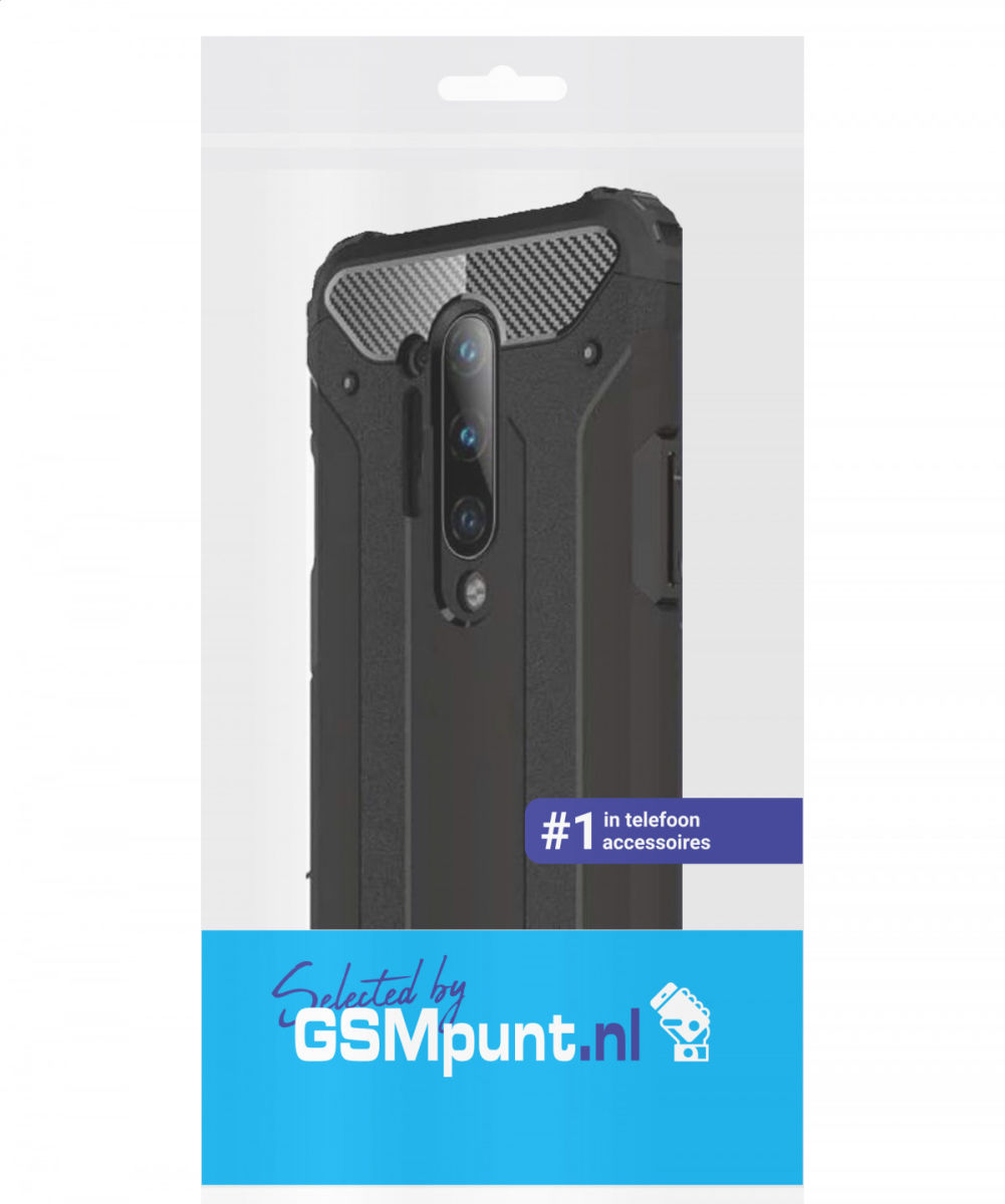OnePlus 8 Pro Hoesje Shock Proof Hybride Back Cover Zwart afbeelding 2