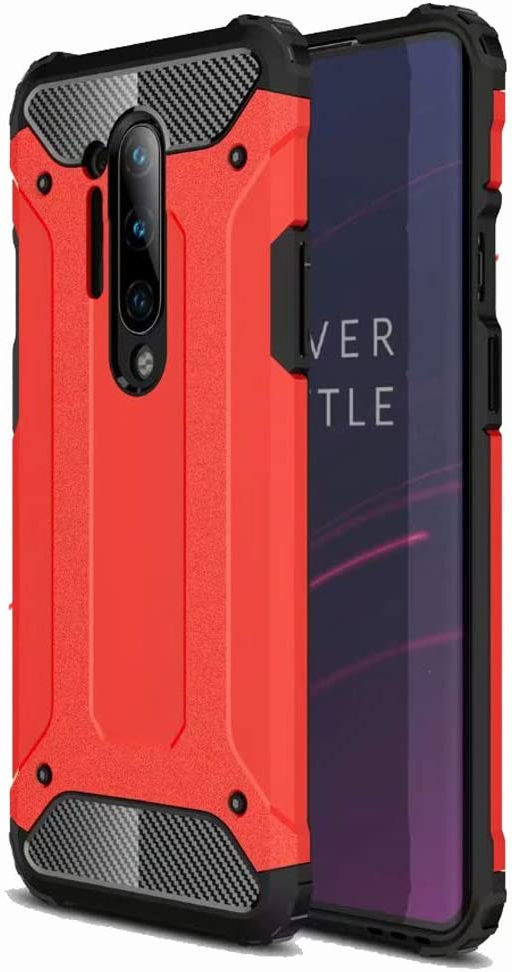 OnePlus 8 Pro Hoesje Shock Proof Hybride Back Cover Rood afbeelding 1