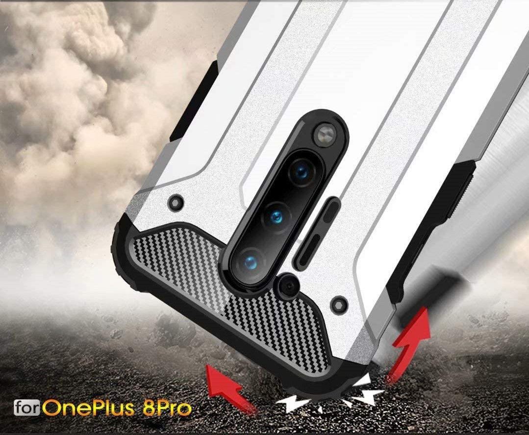 OnePlus 8 Pro Hoesje Shock Proof Hybride Back Cover Rood afbeelding 6