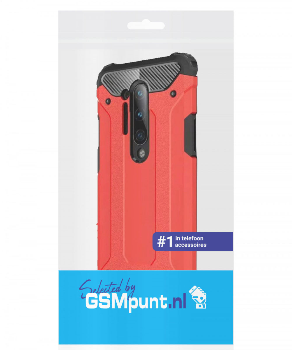 OnePlus 8 Pro Hoesje Shock Proof Hybride Back Cover Rood afbeelding 2