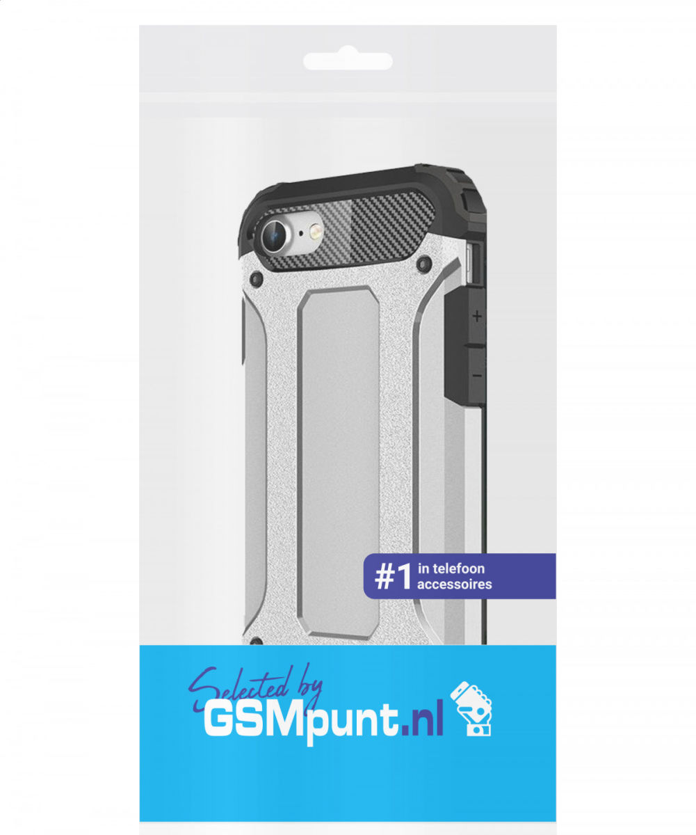 Apple iPhone SE (2020/2022) Hoesje Hybride Back Cover Zilver afbeelding 2