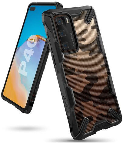 Ringke Fusion X Huawei P40 Hoesje met Camo Design Zwart afbeelding 1