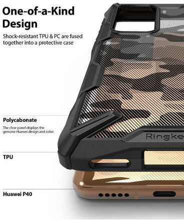 Ringke Fusion X Huawei P40 Hoesje met Camo Design Zwart afbeelding 3