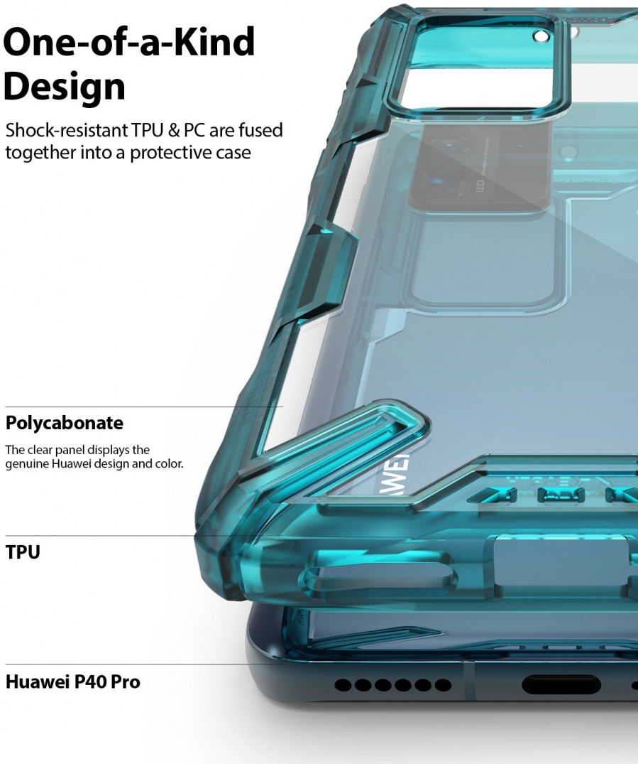 Ringke Fusion X Huawei P40 Pro Hoesje Groen/Transparant afbeelding 3