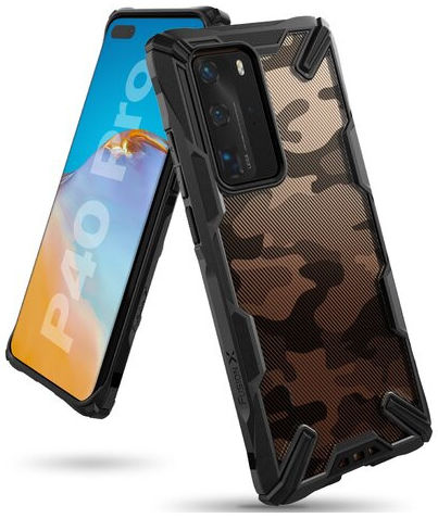 Ringke Fusion X Huawei P40 Pro Hoesje met Camo Design Zwart afbeelding 1