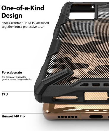 Ringke Fusion X Huawei P40 Pro Hoesje met Camo Design Zwart afbeelding 4