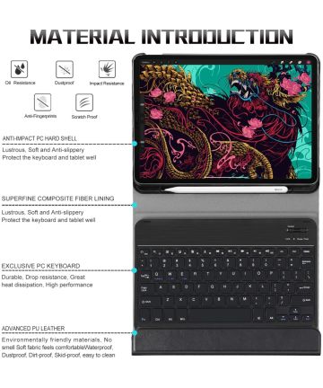 Lederen Bluetooth Toetsenbord hoes Qwerty Apple iPad Pro 11 2020 Zwart Lederen Bluetooth Toetsenbord hoes Qwerty Apple iPad Pro 11 2020 Zwart