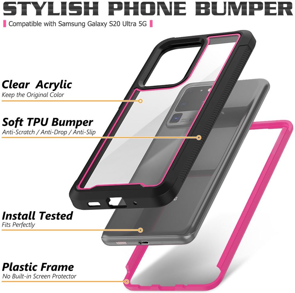 Samsung Galaxy S20 Ultra Hybride Bumper Hoesje Roze afbeelding 3