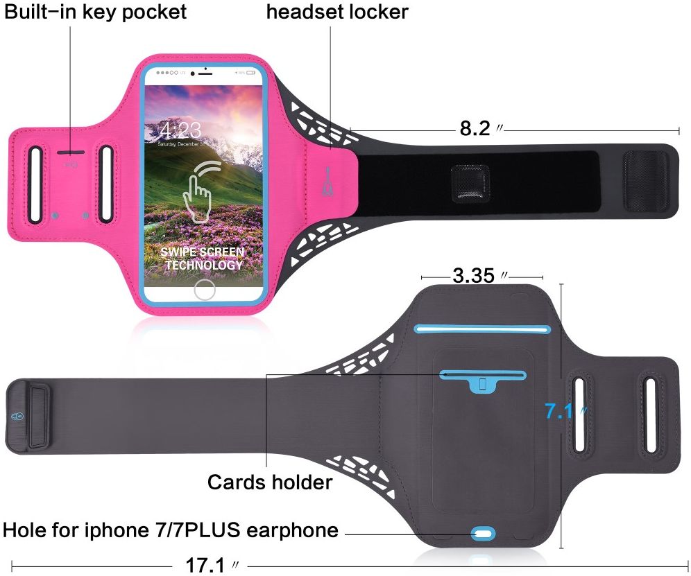 Sportarmband Universeel Hoesje voor het Hardlopen 5.5 inch Roze afbeelding 2