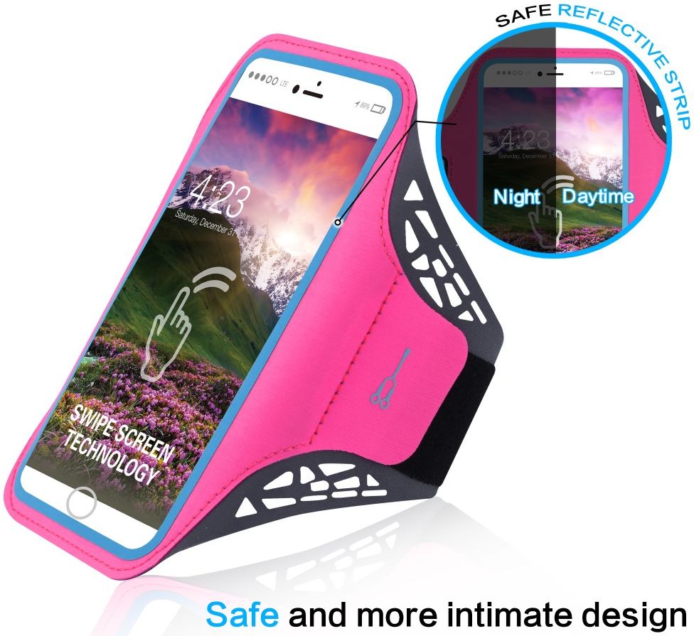 Sportarmband Universeel Hoesje voor het Hardlopen 5.5 inch Roze afbeelding 5