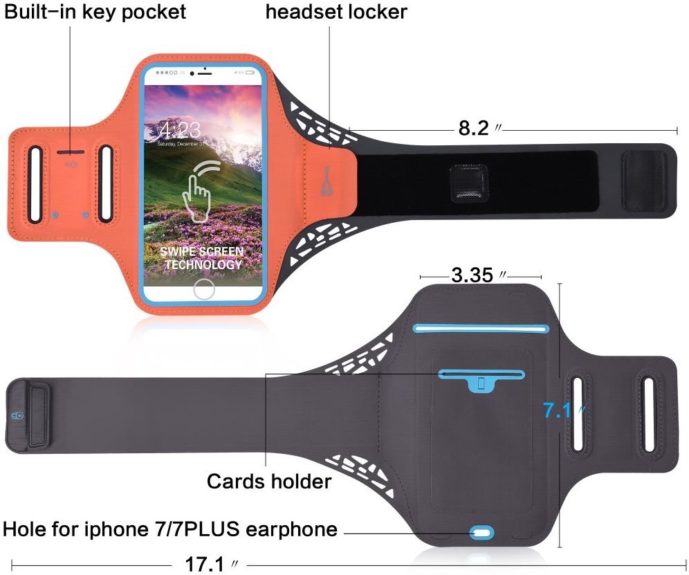 Universele Sportarmband Smartphone 5.5 Inch Oranje afbeelding 2