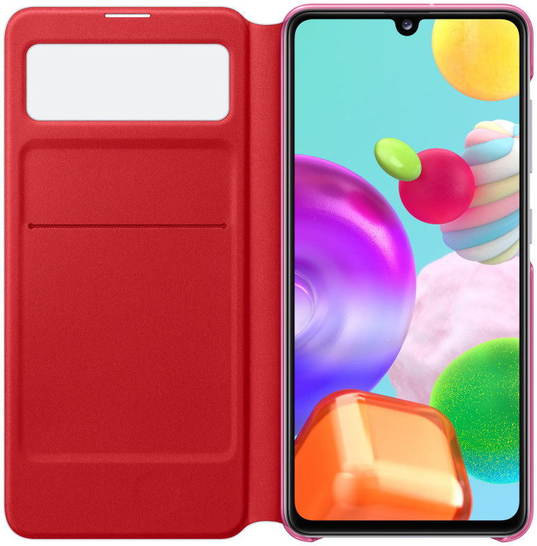 Origineel Samsung Galaxy A41 Hoesje S-View Wallet Cover Wit/Rood afbeelding 2