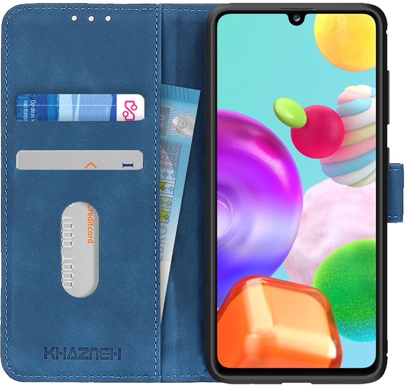 Samsung Galaxy A41 Hoesje Vintage Wallet Blauw afbeelding 1