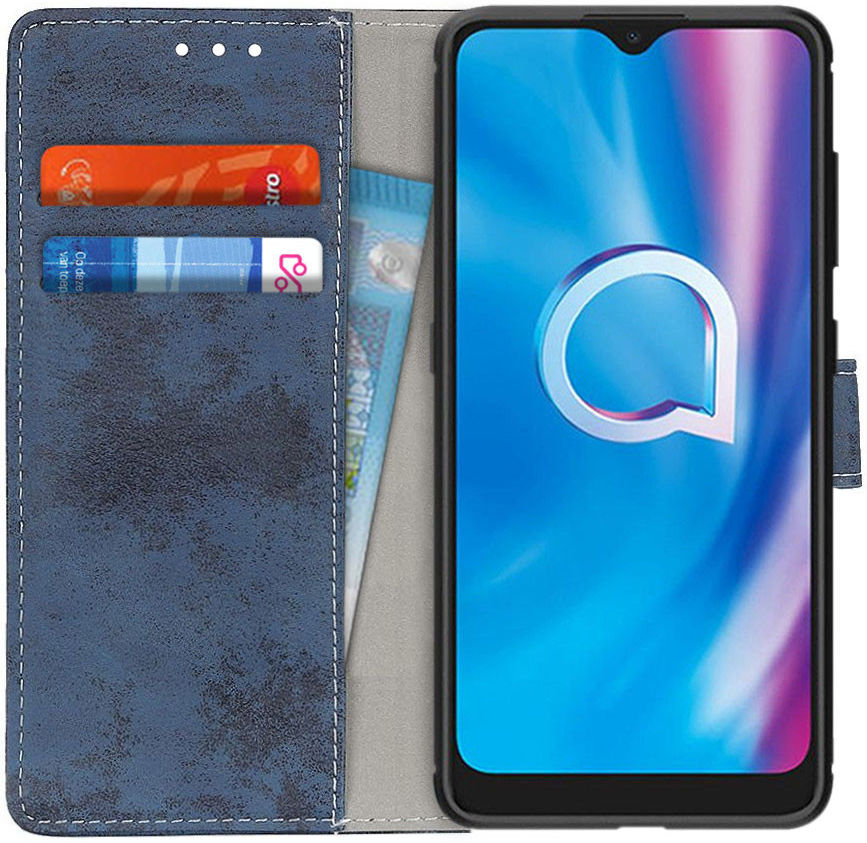 Alcatel 1S (2020) / 3L (2020) Vintage Portemonnee Stand Hoesje Blauw afbeelding 1