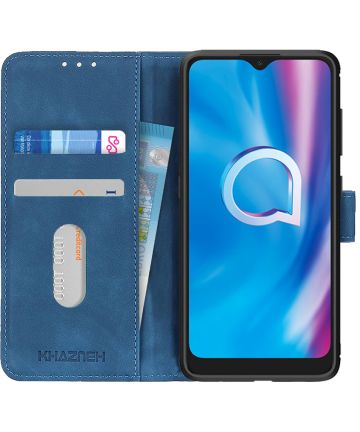 Alcatel 1S 2020 / 3L 2020 Hoesje Retro Wallet Book Case Blauw Hoesjes