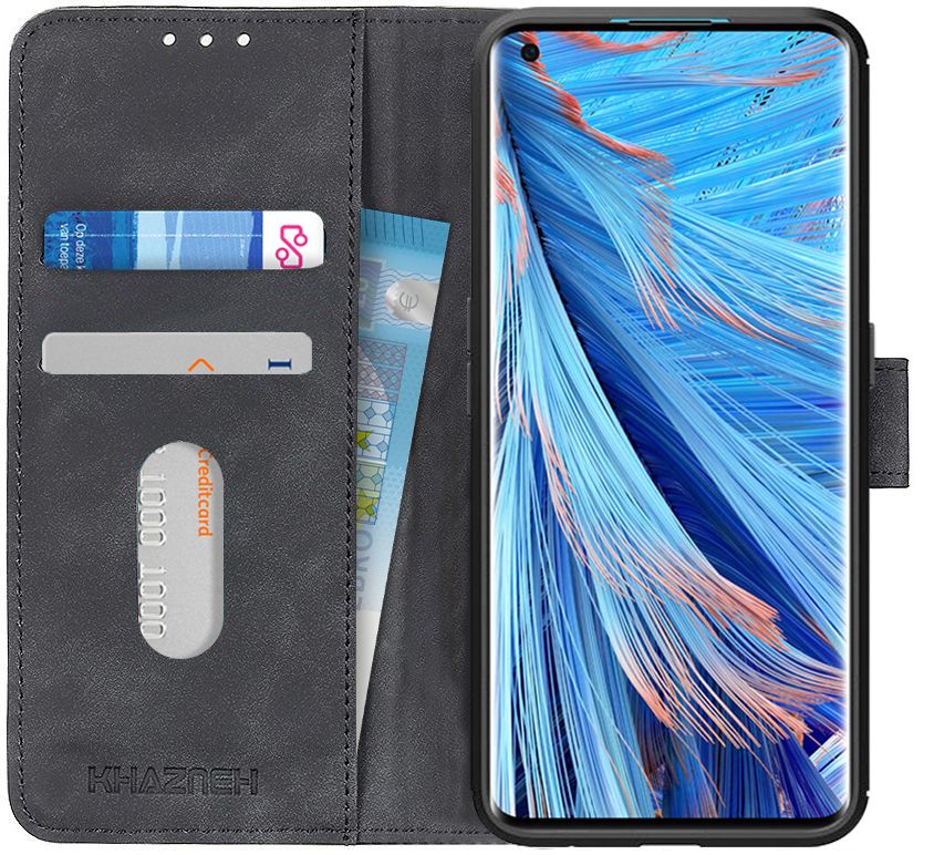 KHAZNEH Oppo Find X2 Hoesje Retro Wallet Book Case Zwart afbeelding 1