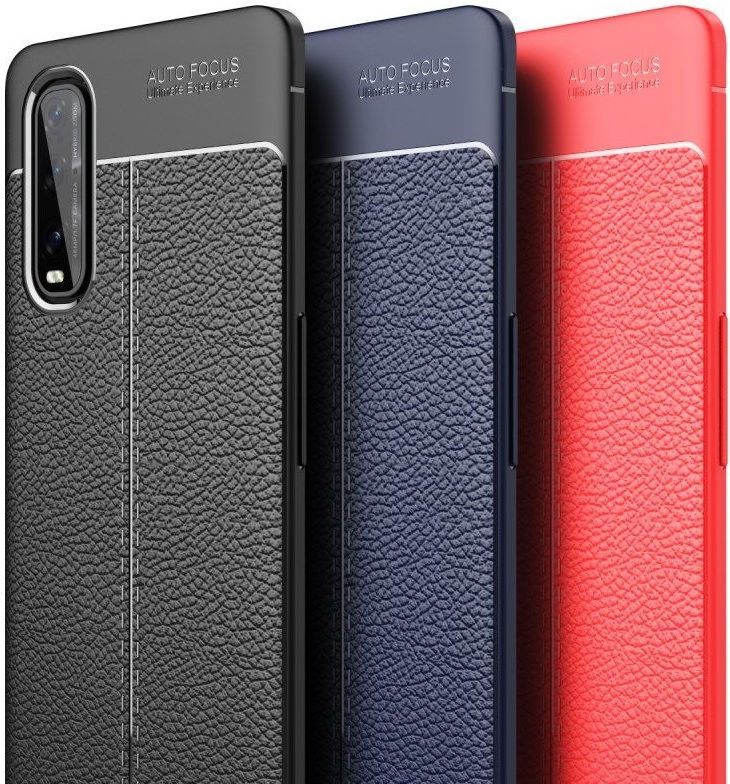 Oppo Find X2 Hoesje TPU Leer Design Back Cover Blauw afbeelding 3