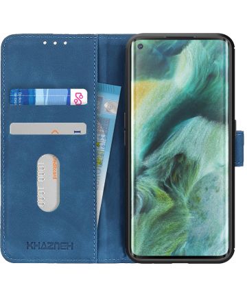 KHAZNEH Oppo Find X2 Pro Hoesje Retro Wallet Book Case Blauw Hoesjes