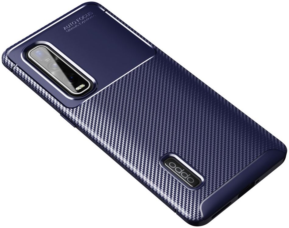 Oppo Find X2 Pro Hoesje Geborsteld Carbon Blauw afbeelding 1