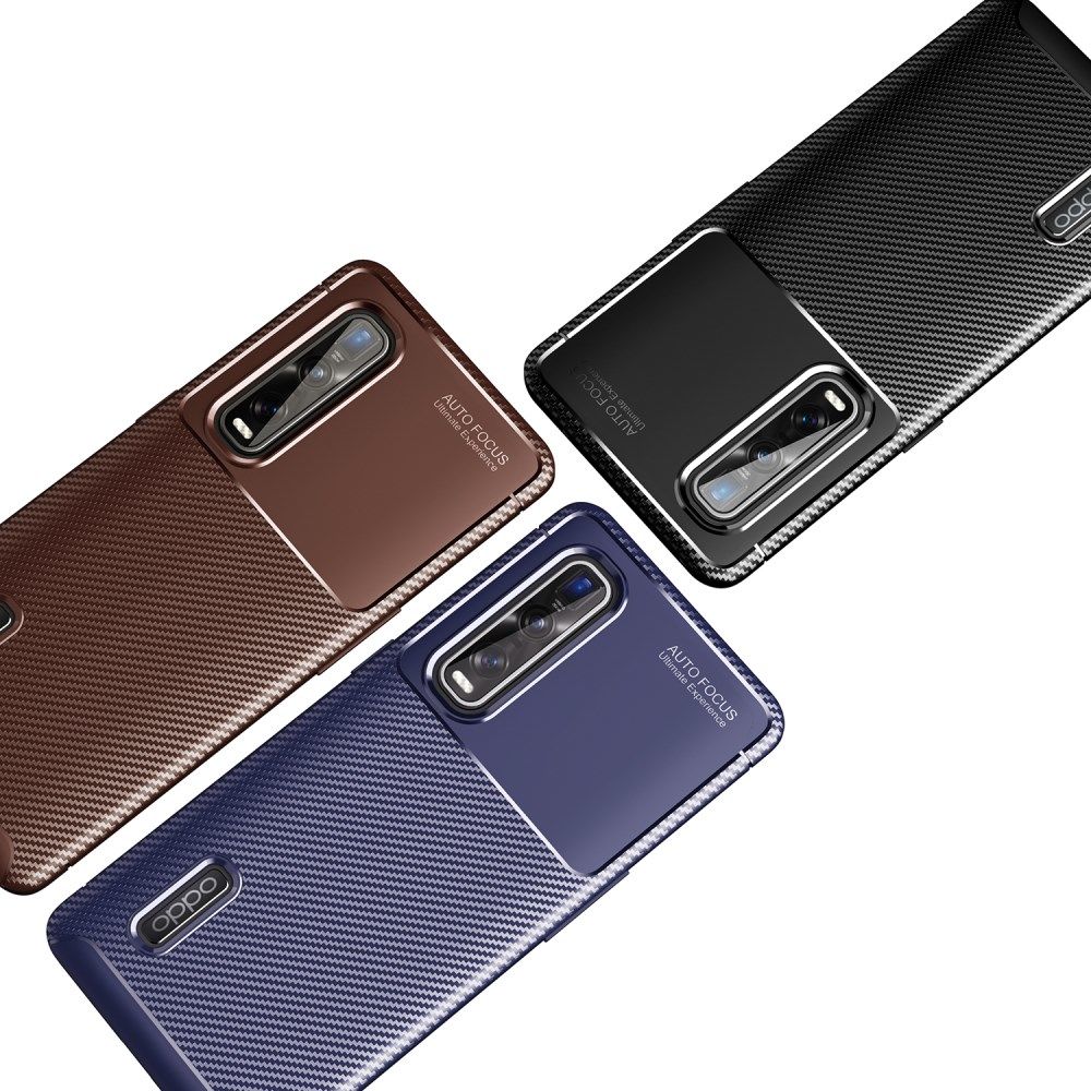 Oppo Find X2 Pro Hoesje Geborsteld Carbon Blauw afbeelding 3