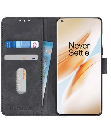 KHAZNEH OnePlus 8 Hoesje Retro Wallet Book Case Zwart Hoesjes