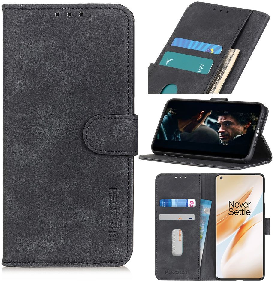 KHAZNEH OnePlus 8 Hoesje Retro Wallet Book Case Zwart afbeelding 10