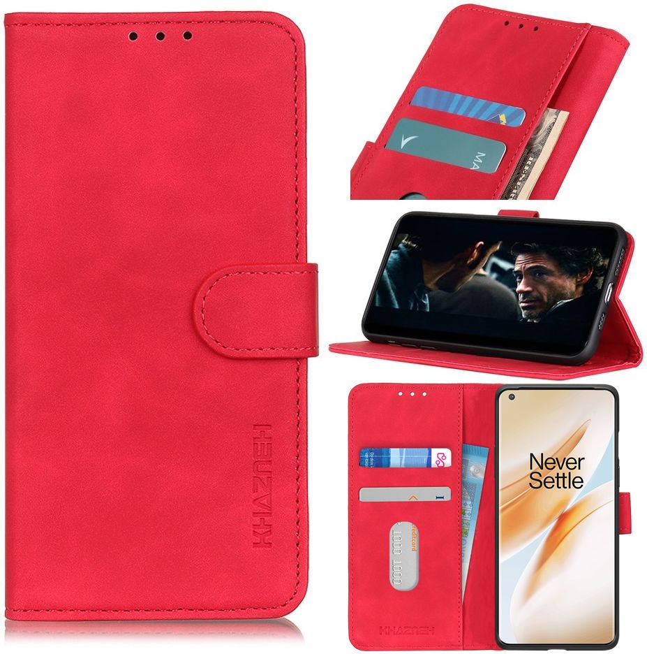 KHAZNEH OnePlus 8 Hoesje Retro Wallet Book Case Rood afbeelding 10