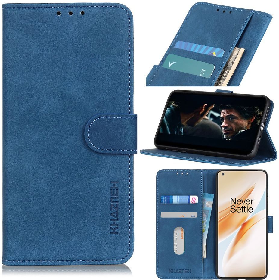 KHAZNEH OnePlus 8 Hoesje Retro Wallet Book Case Blauw afbeelding 10