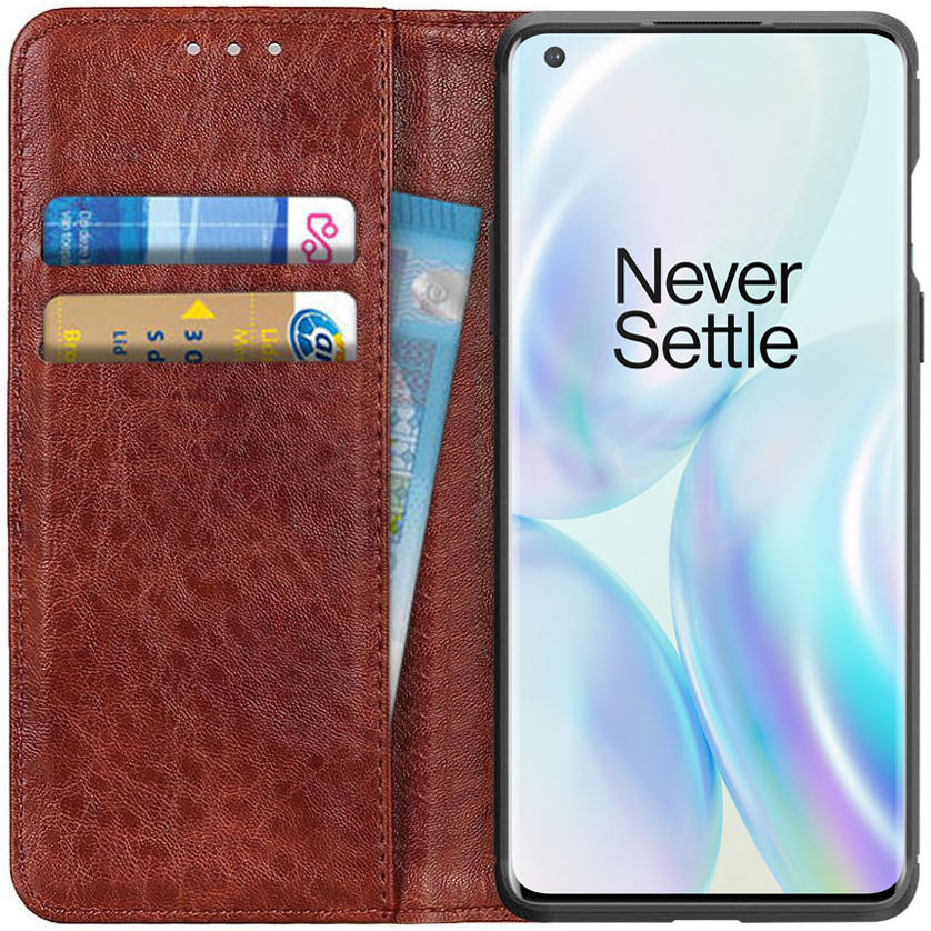 OnePlus 8 Pro Crazy Horse Portemonnee Hoesje Bruin afbeelding 1