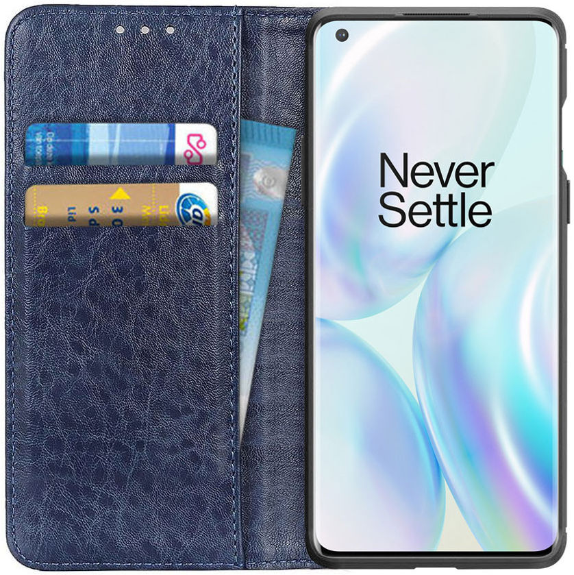 OnePlus 8 Pro Crazy Horse Portemonnee Hoesje Blauw afbeelding 1
