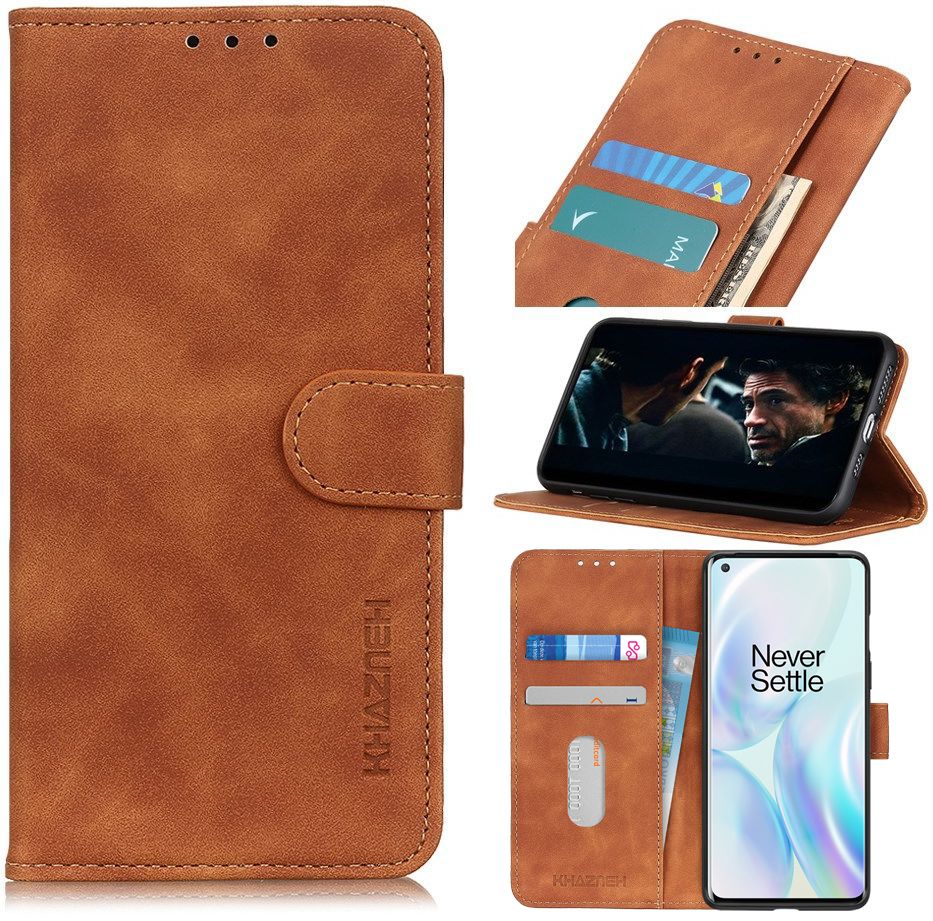 OnePlus 8 Pro Hoesje Vintage Wallet Book Case Bruin afbeelding 10