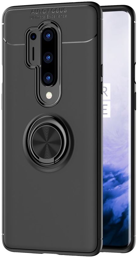 OnePlus 8 Pro Hoesje met Kickstand Ring Zwart afbeelding 1
