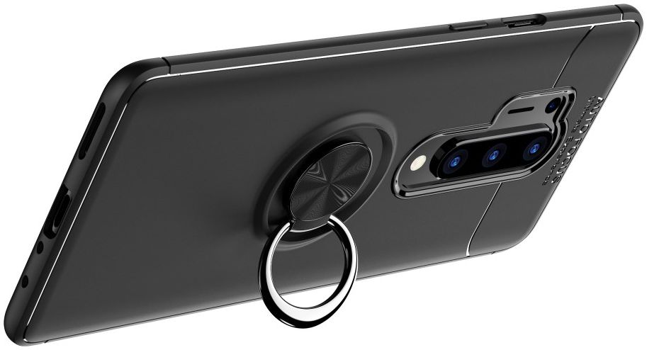 OnePlus 8 Pro Hoesje met Kickstand Ring Zwart afbeelding 2