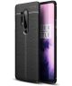 OnePlus 8 Pro Hoesje TPU Leer Design Back Cover Zwart