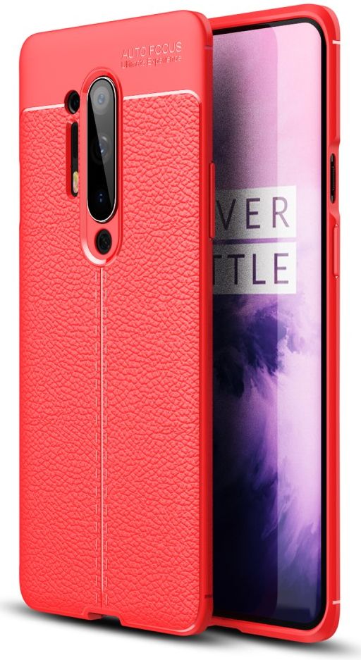OnePlus 8 Pro Hoesje TPU Leer Design Back Cover Rood afbeelding 1