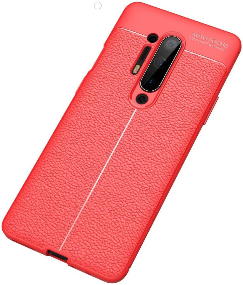 OnePlus 8 Pro Hoesje TPU Leer Design Back Cover Rood afbeelding 2