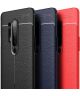 OnePlus 8 Pro Hoesje TPU Leer Design Back Cover Blauw