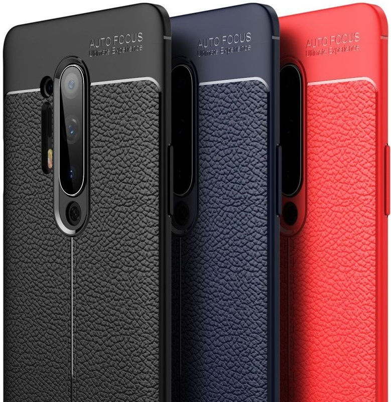 OnePlus 8 Pro Hoesje TPU Leer Design Back Cover Blauw afbeelding 3