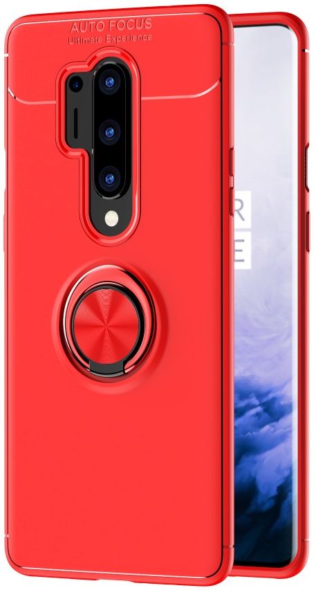 OnePlus 8 Hoesje met Kickstand Ring Rood afbeelding 1