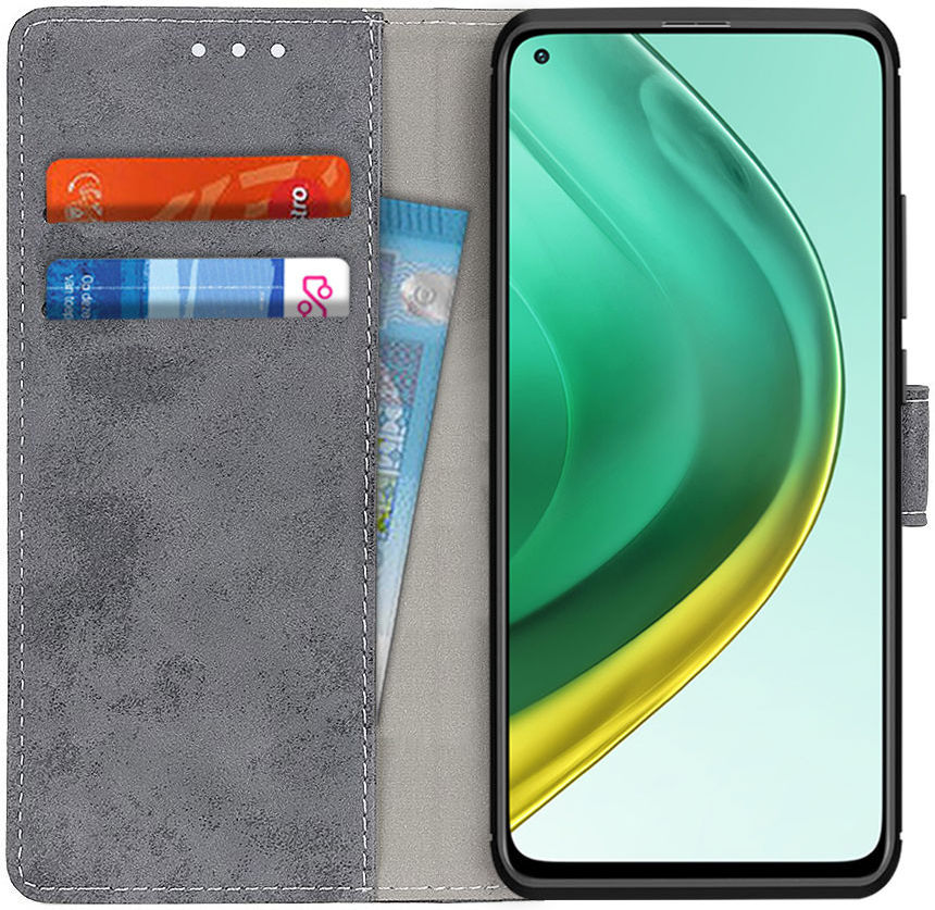 OnePlus 8 Pro Vintage Portemonnee Stand Hoesje Grijs afbeelding 1