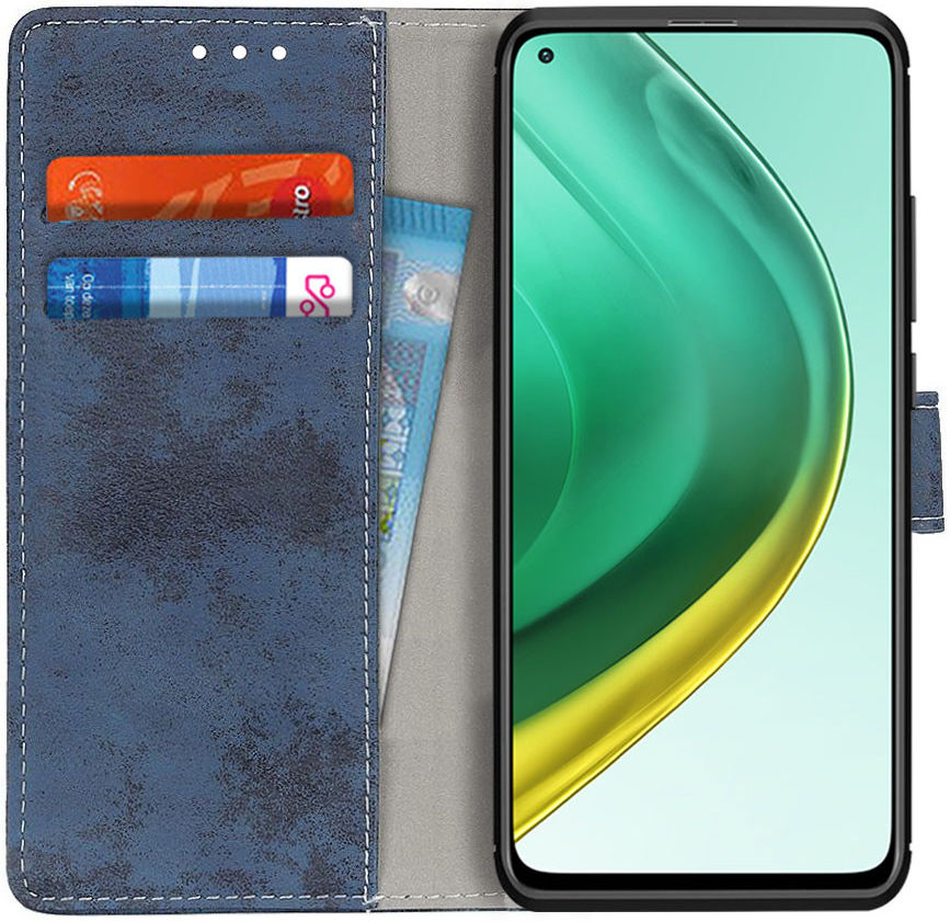 OnePlus 8 Pro Vintage Portemonnee Stand Hoesje Blauw afbeelding 1