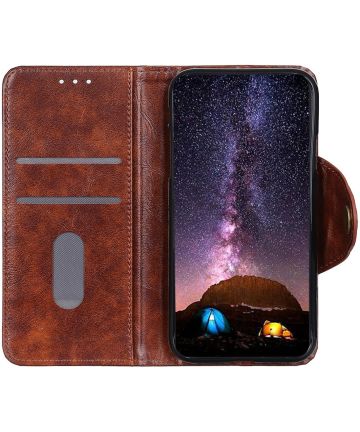 OnePlus 8 Pro Hoesje Portemonnee Luxe Wallet Case Bruin Hoesjes