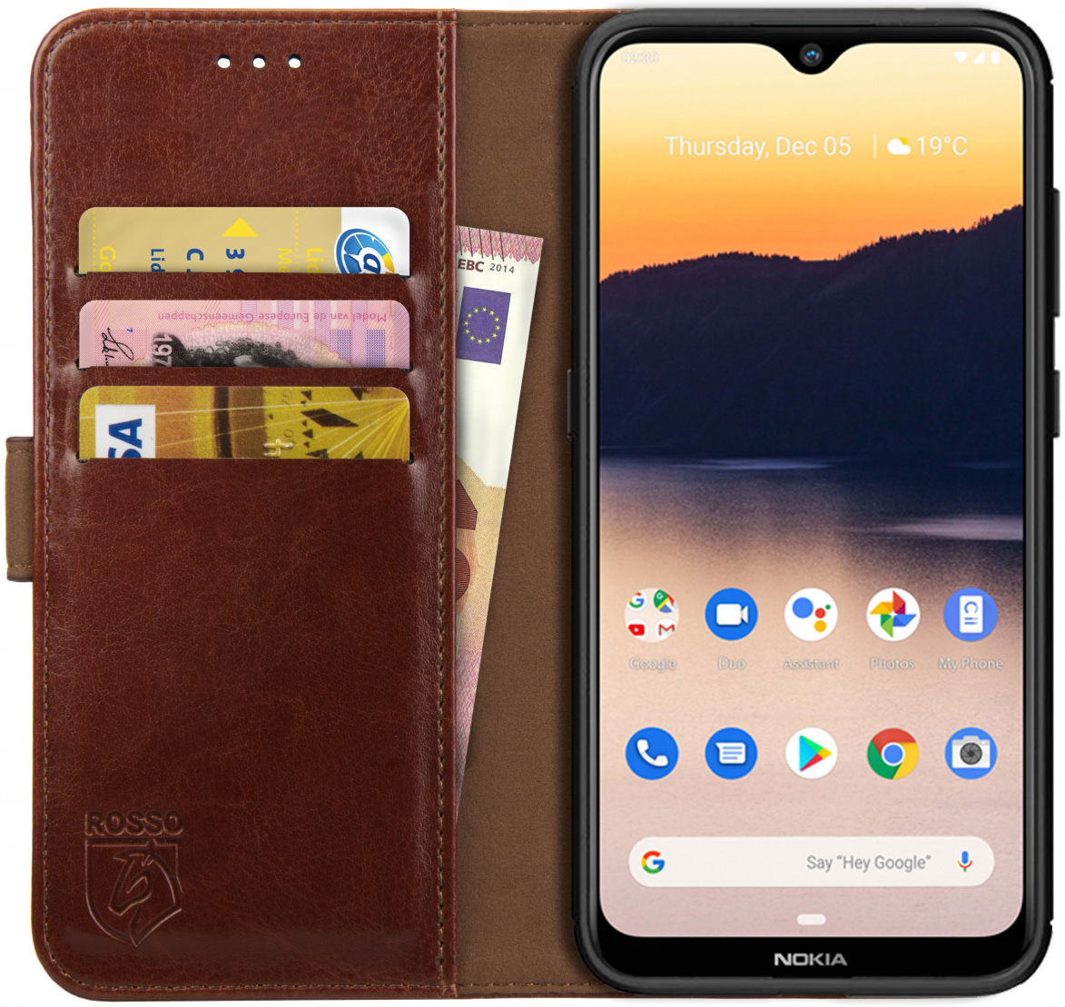 Rosso Element Nokia 2.3 Hoesje Book Cover Wallet Case Bruin afbeelding 1
