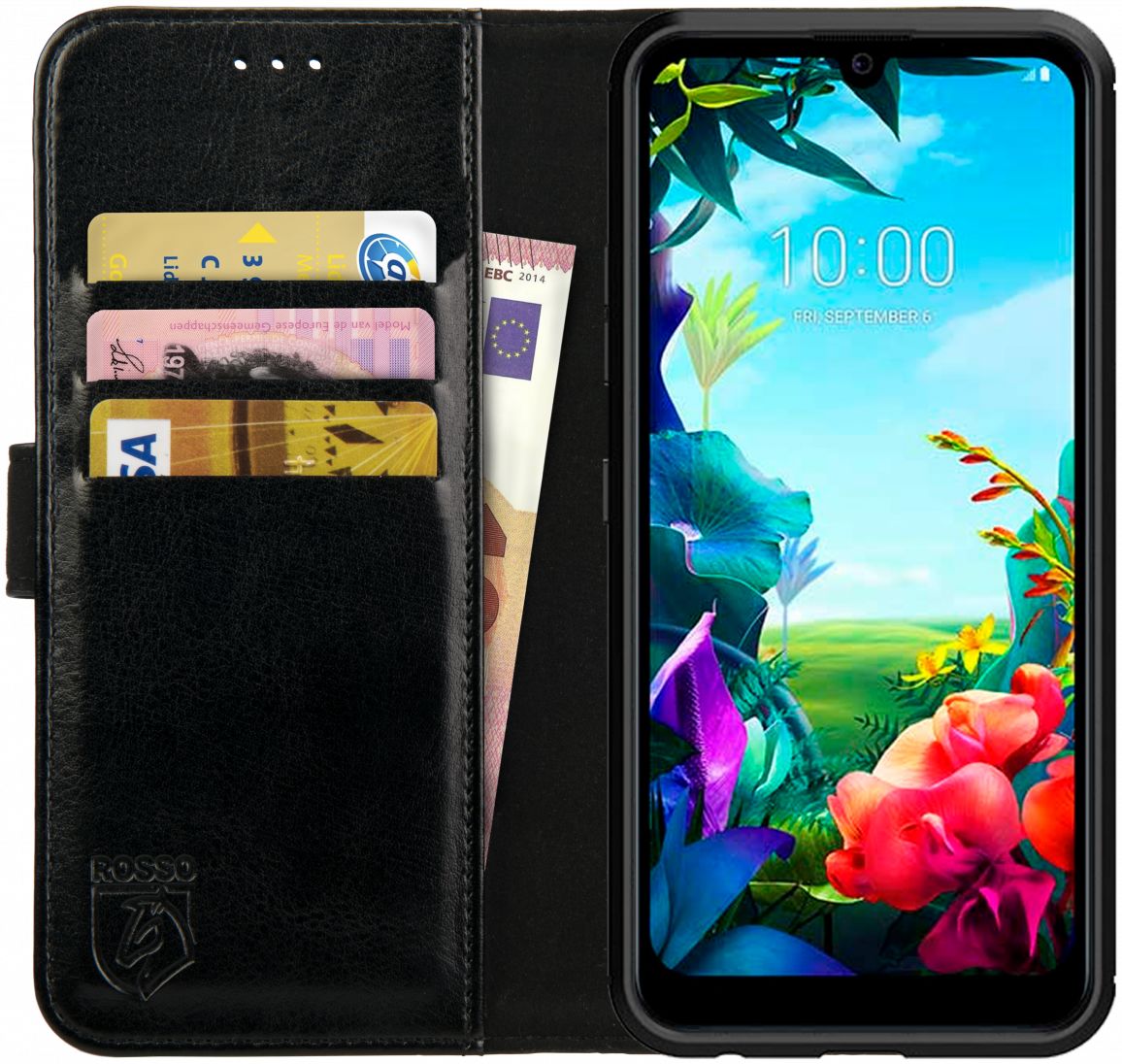Rosso Element LG K40S Hoesje Book Cover Wallet Case Zwart afbeelding 1