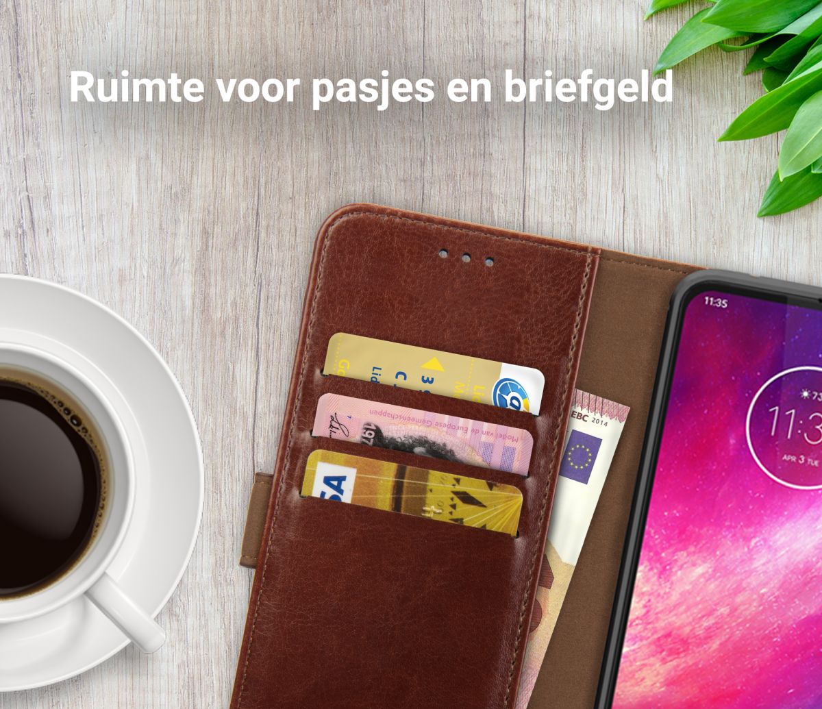 Rosso Element Motorola One Hyper Hoesje Book Cover Wallet Case Bruin afbeelding 9