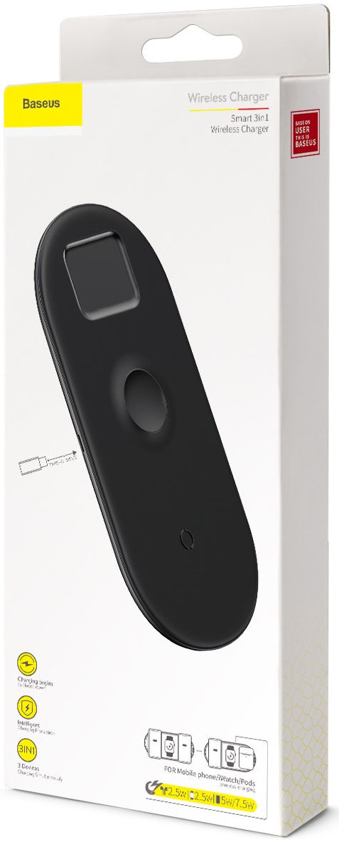 Baseus 3in1 18W Draadloze Oplader Smartphone Apple Watch AirPods Zwart afbeelding 8